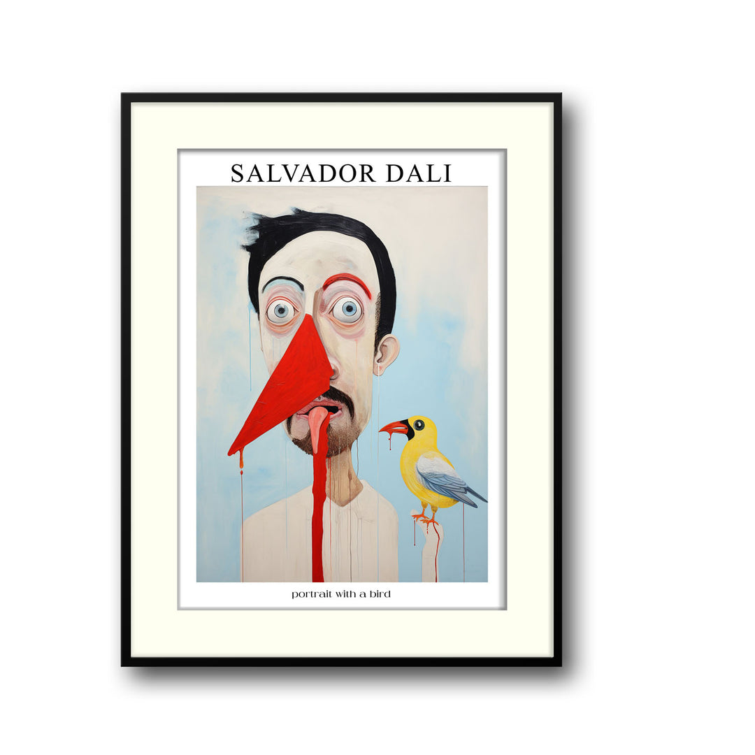 Unique portrait-with-a-bird-salvador-dali- Beautiful framed art print available at Raremango