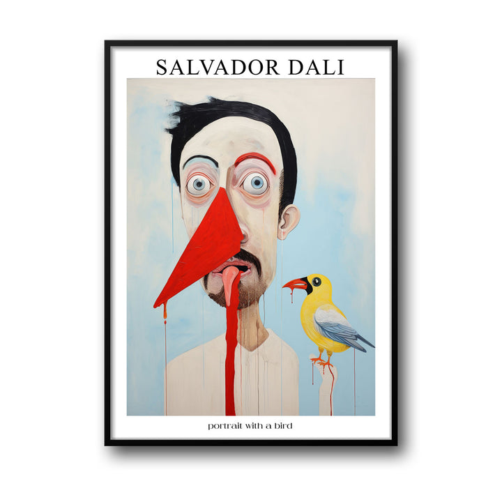 Unique portrait-with-a-bird-salvador-dali- Beautiful framed art print available at Raremango