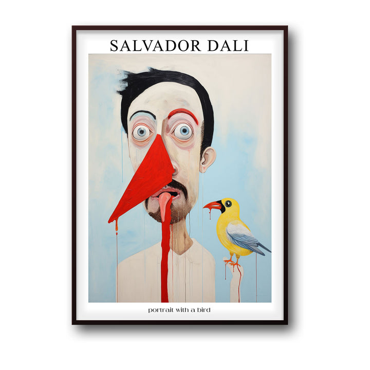 Unique portrait-with-a-bird-salvador-dali- Beautiful framed art print available at Raremango