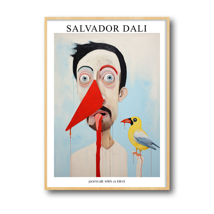 Unique portrait-with-a-bird-salvador-dali- Beautiful framed art print available at Raremango