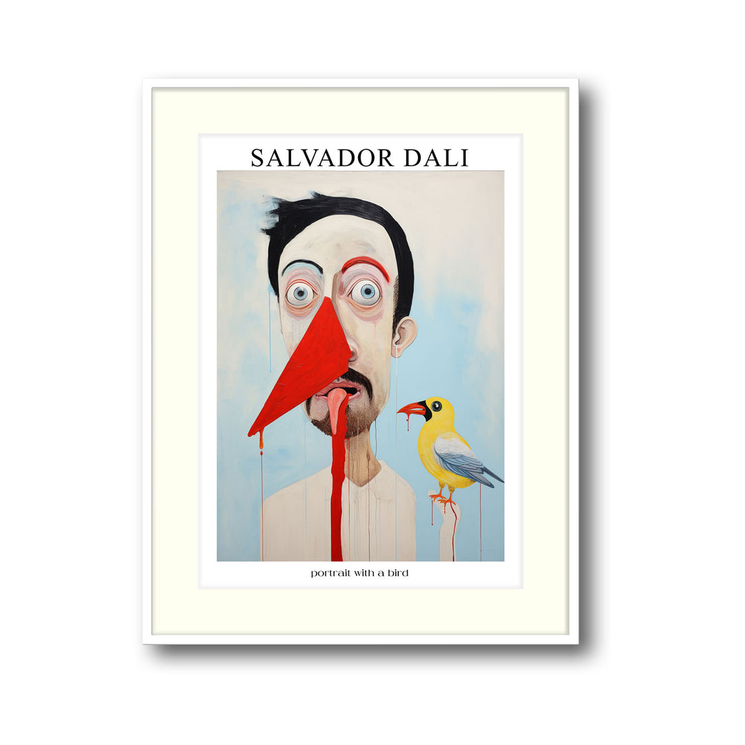 Unique portrait-with-a-bird-salvador-dali- Beautiful framed art print available at Raremango