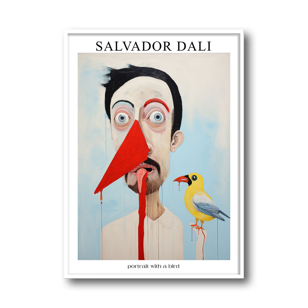 Unique portrait-with-a-bird-salvador-dali- Beautiful framed art print available at Raremango