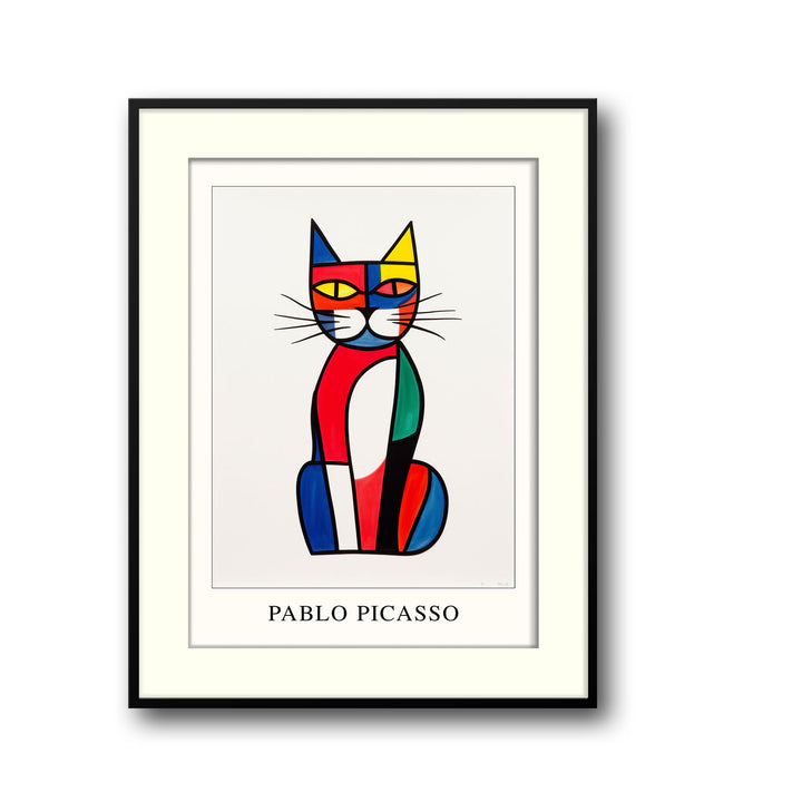 Unique psychdelic-cat-pablo-picasso- Beautiful framed art print available at Raremango