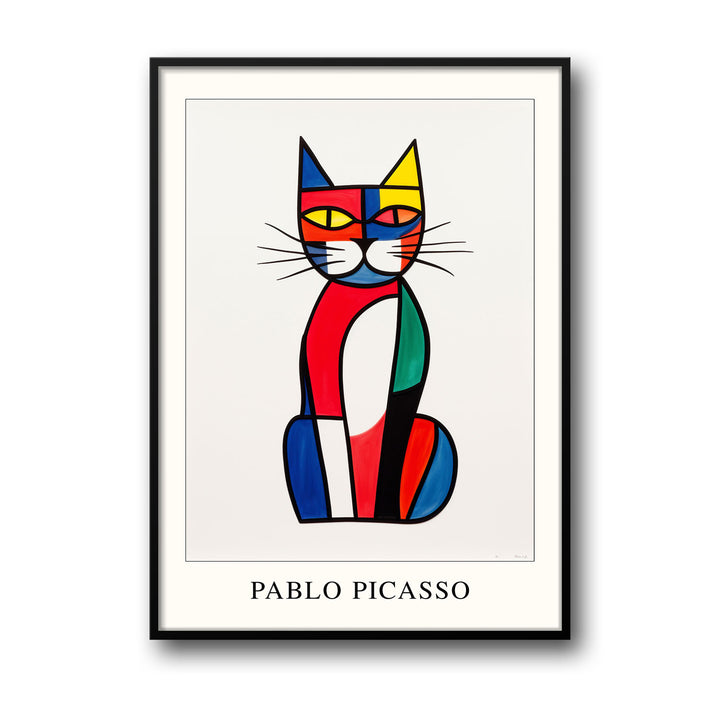 Unique psychdelic-cat-pablo-picasso- Beautiful framed art print available at Raremango