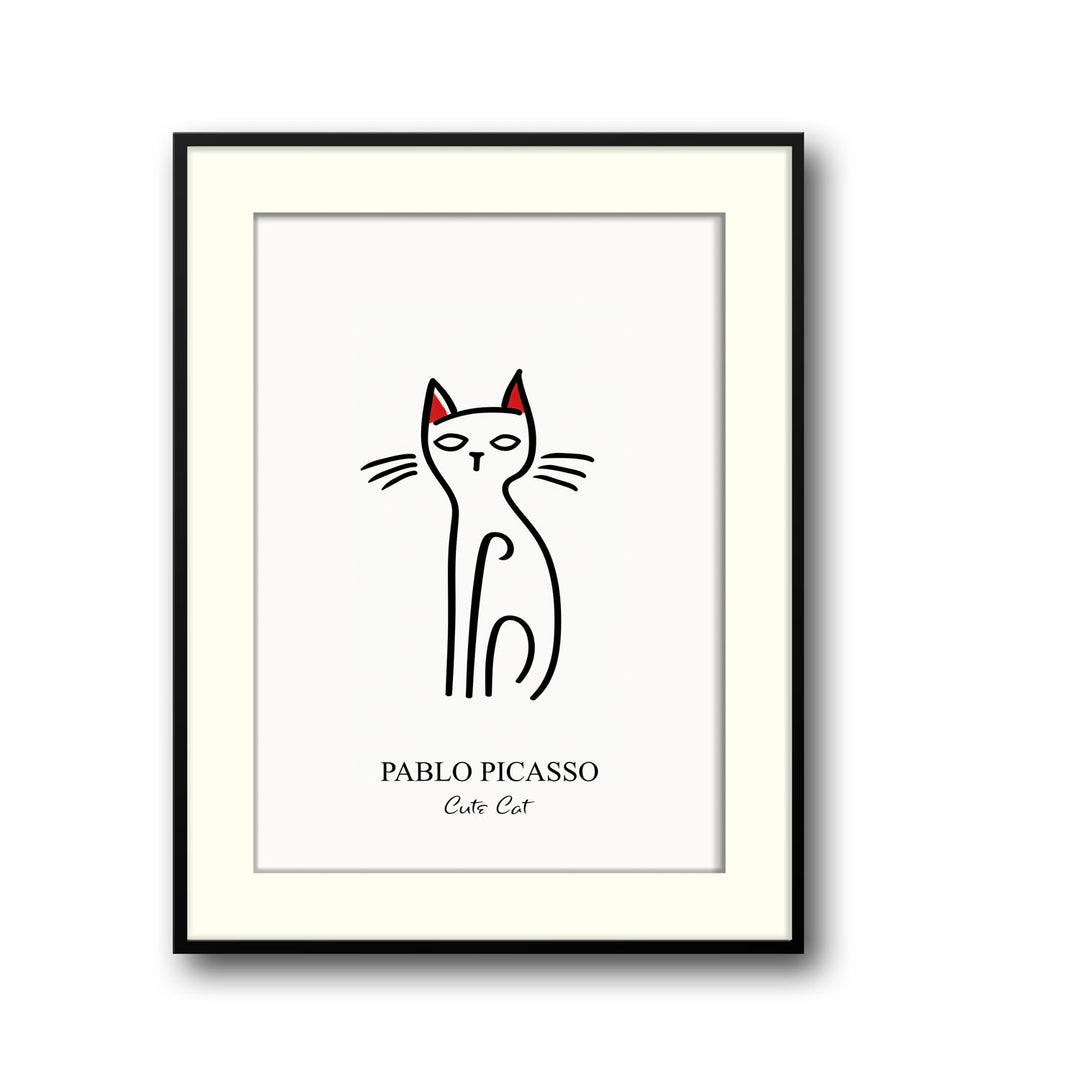 Unique red-ear-cat-pablo-picasso- Beautiful framed art print available at Raremango