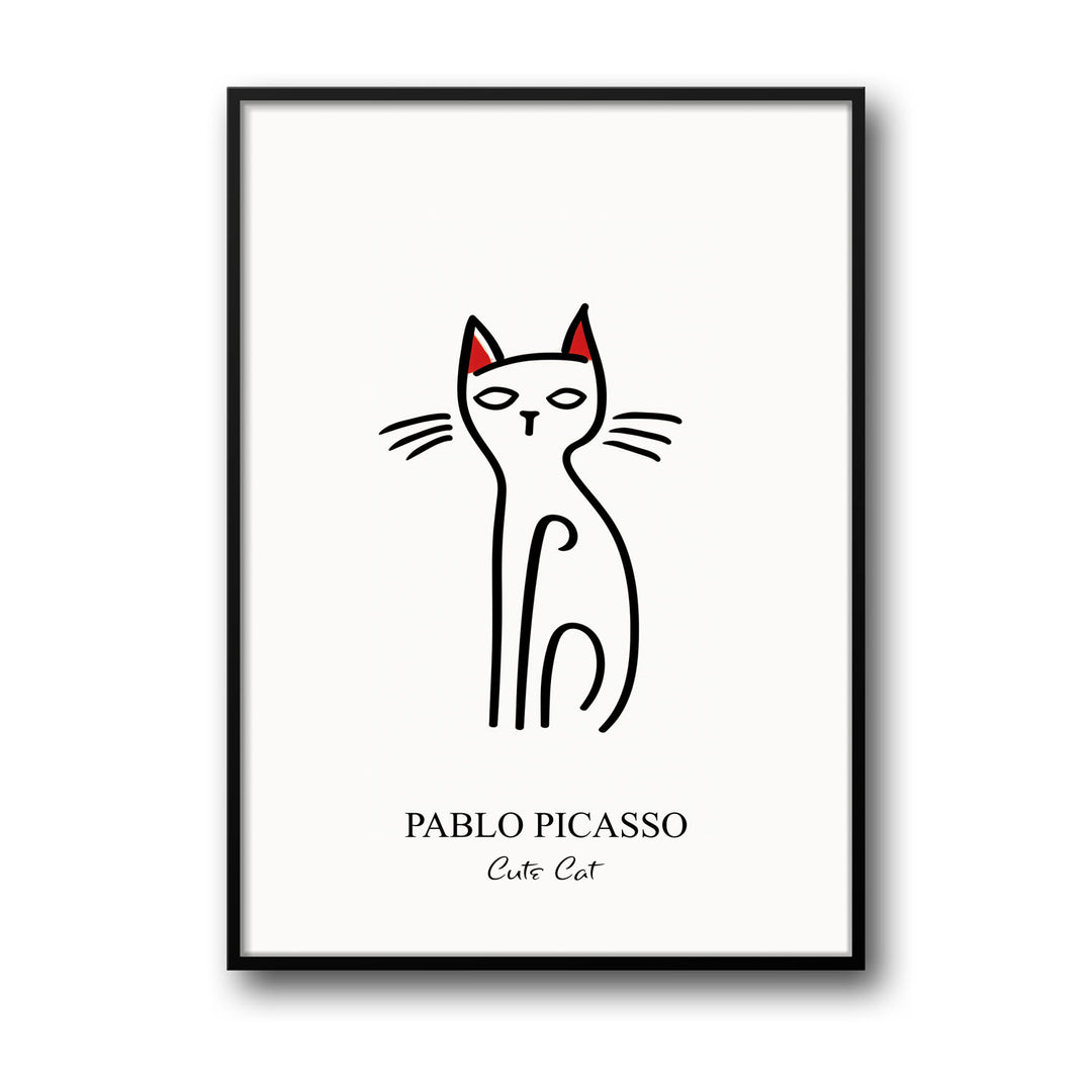 Unique red-ear-cat-pablo-picasso- Beautiful framed art print available at Raremango