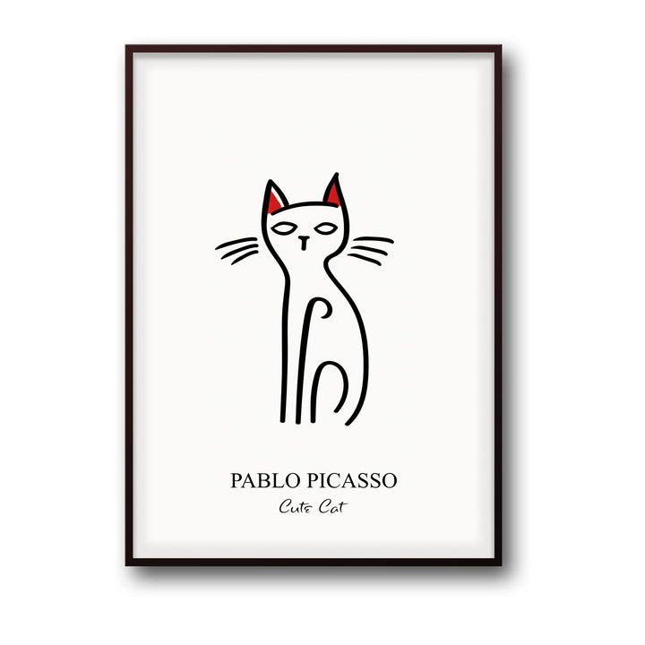 Unique red-ear-cat-pablo-picasso- Beautiful framed art print available at Raremango