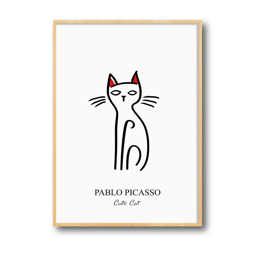 Unique red-ear-cat-pablo-picasso- Beautiful framed art print available at Raremango