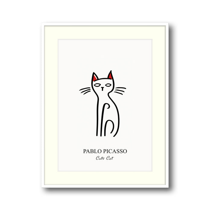 Unique red-ear-cat-pablo-picasso- Beautiful framed art print available at Raremango