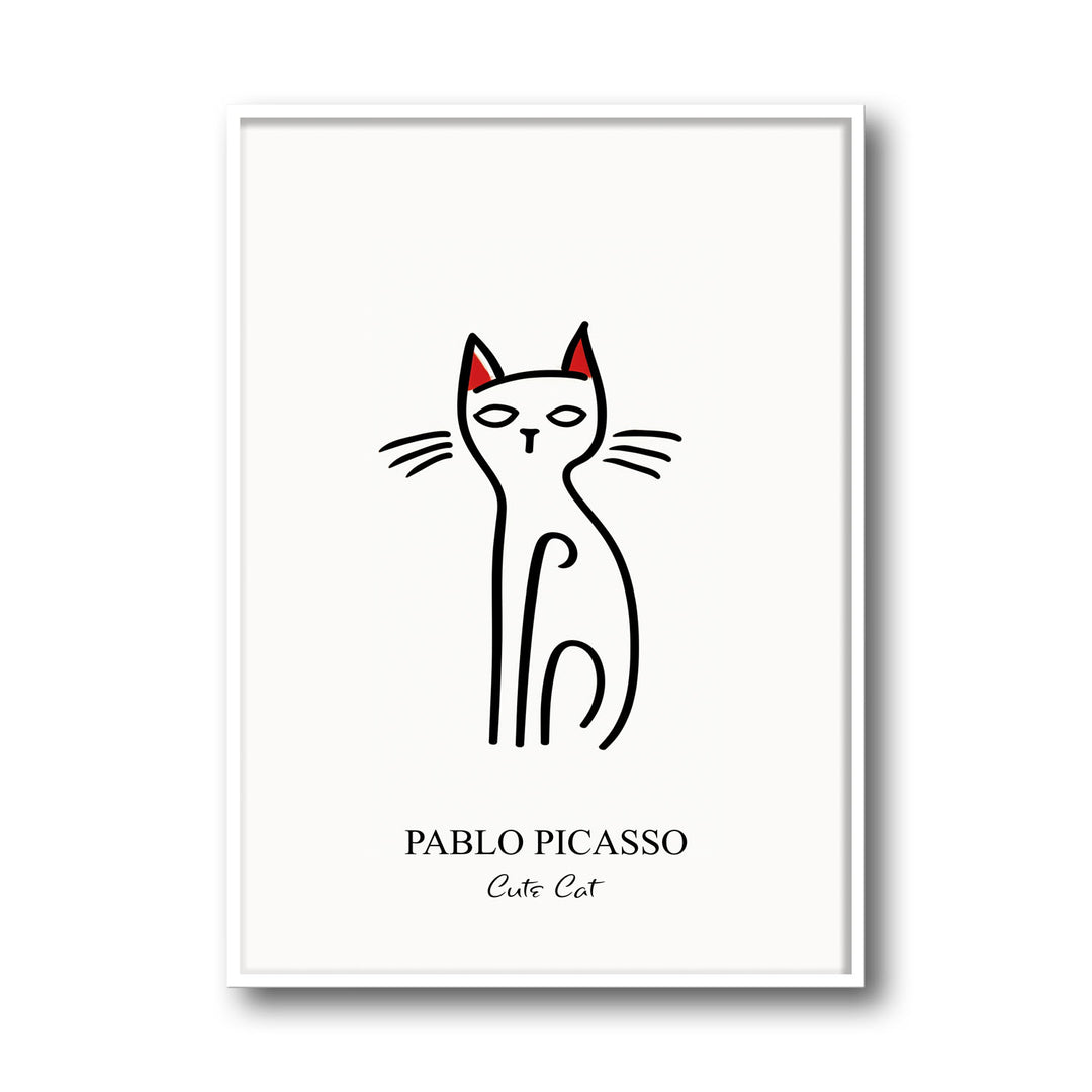 Unique red-ear-cat-pablo-picasso- Beautiful framed art print available at Raremango