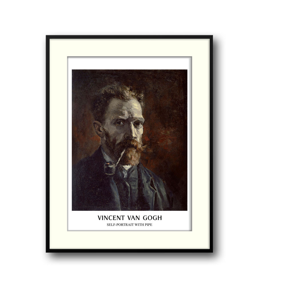 Unique self-portrait-with-pipe-vincent-van-gogh- Beautiful framed art print available at Raremango