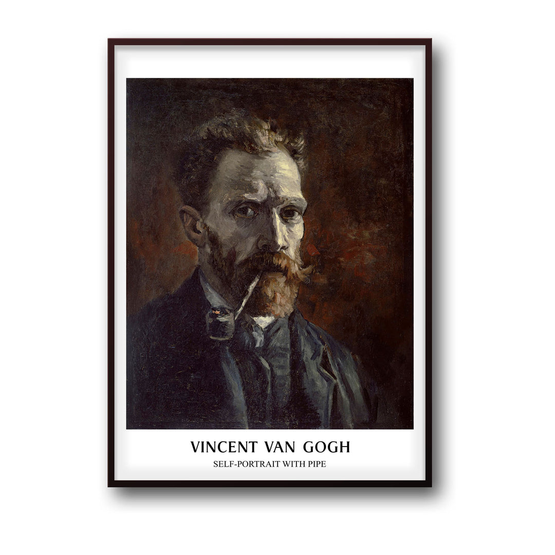 Unique self-portrait-with-pipe-vincent-van-gogh- Beautiful framed art print available at Raremango