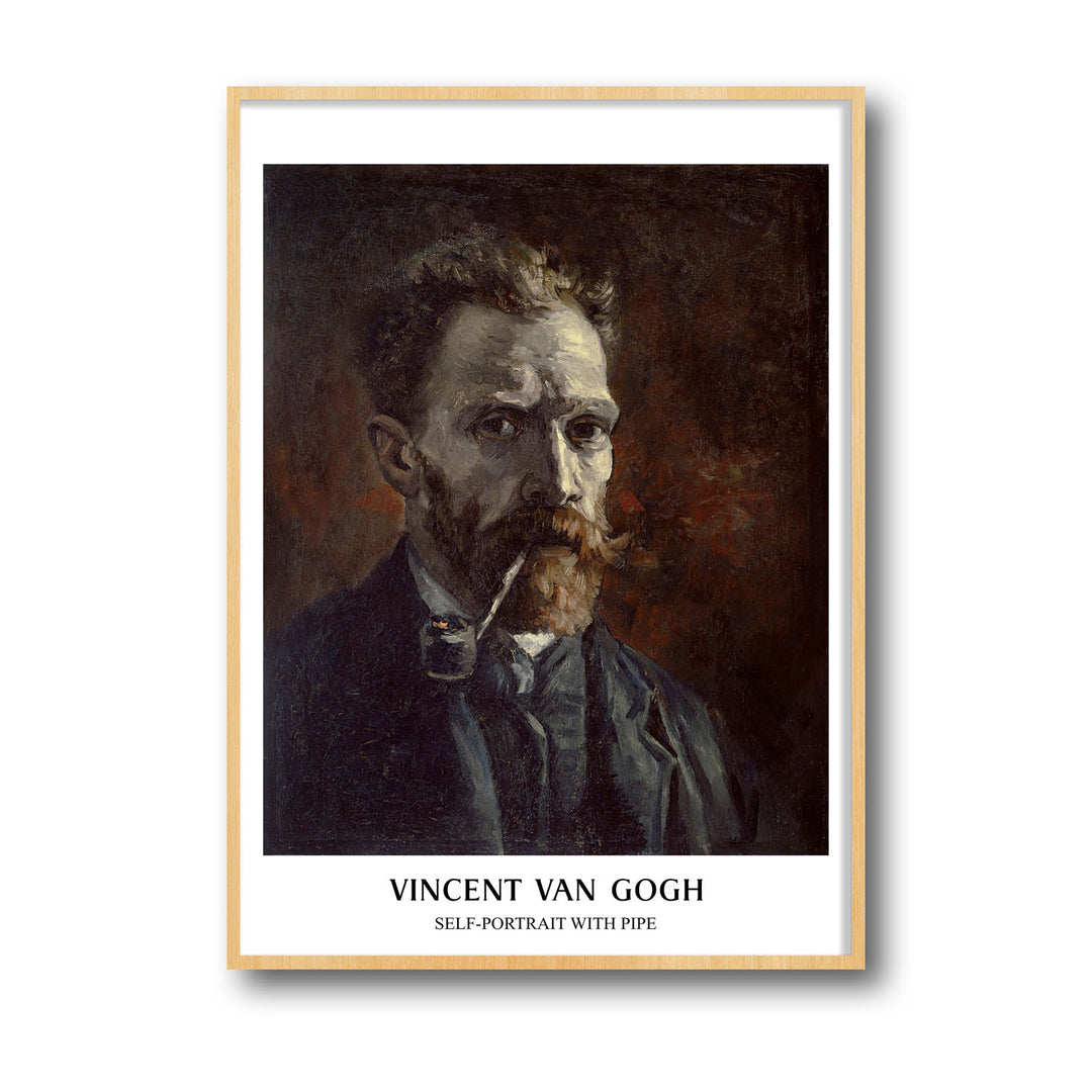 Unique self-portrait-with-pipe-vincent-van-gogh- Beautiful framed art print available at Raremango