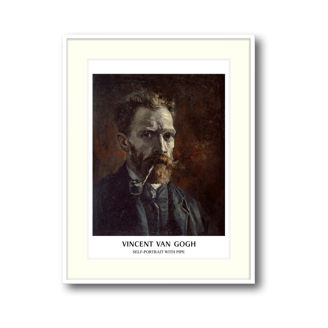 Unique self-portrait-with-pipe-vincent-van-gogh- Beautiful framed art print available at Raremango