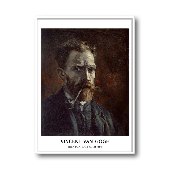 Unique self-portrait-with-pipe-vincent-van-gogh- Beautiful framed art print available at Raremango