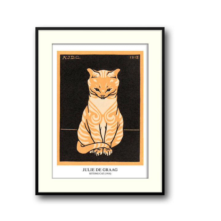 Unique sitting-cat-1918-julie-de-graag- Beautiful framed art print available at Raremango