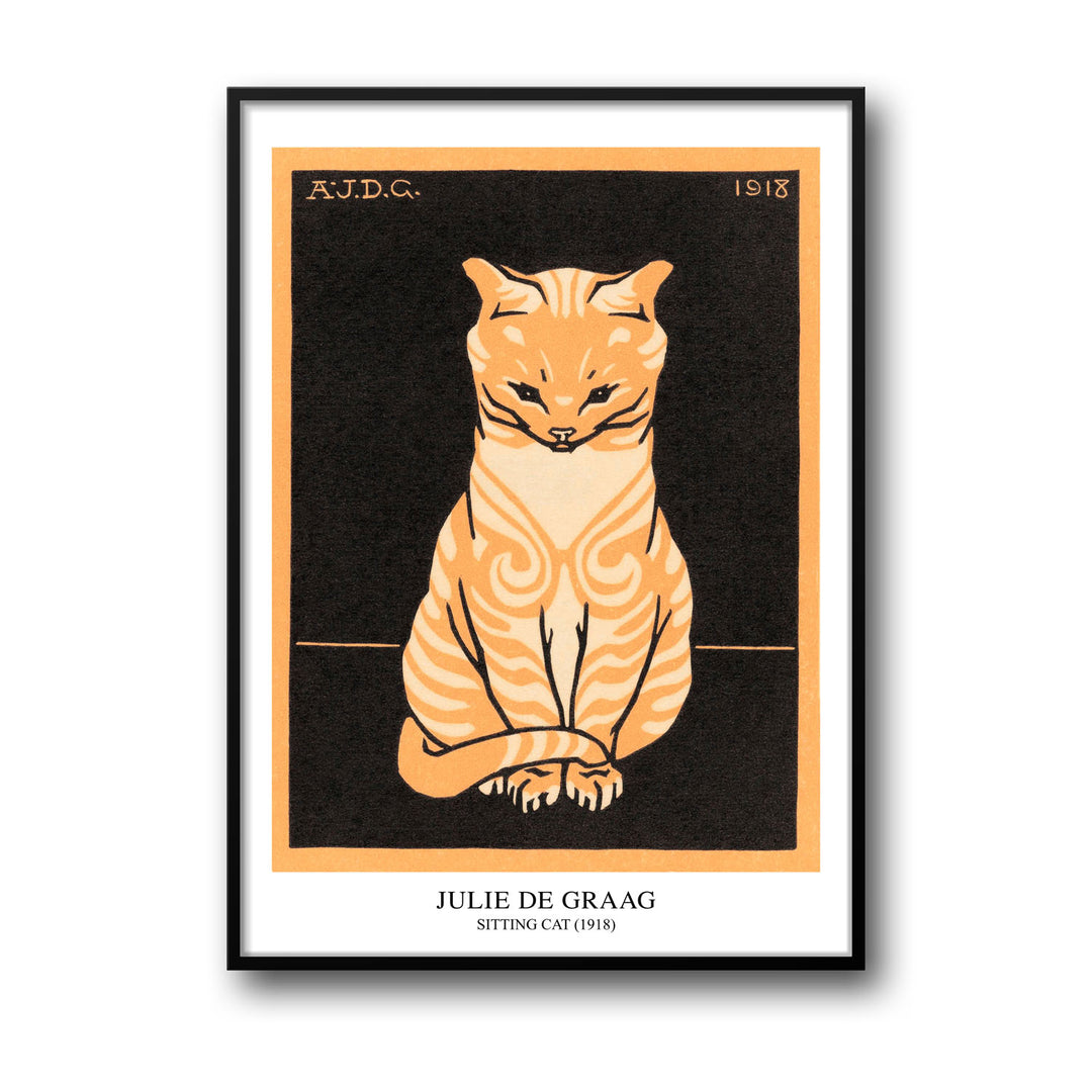 Unique sitting-cat-1918-julie-de-graag- Beautiful framed art print available at Raremango