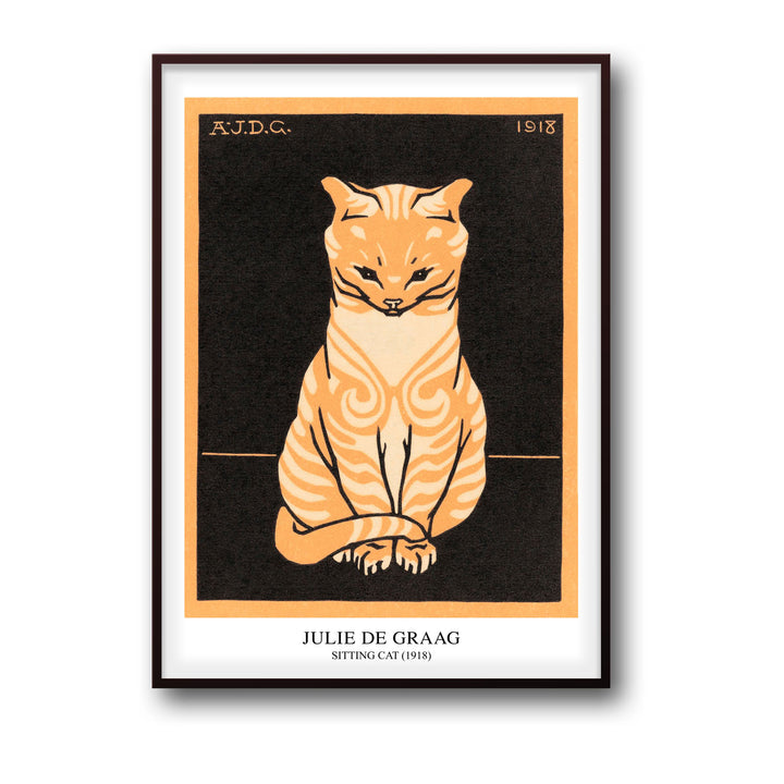 Unique sitting-cat-1918-julie-de-graag- Beautiful framed art print available at Raremango