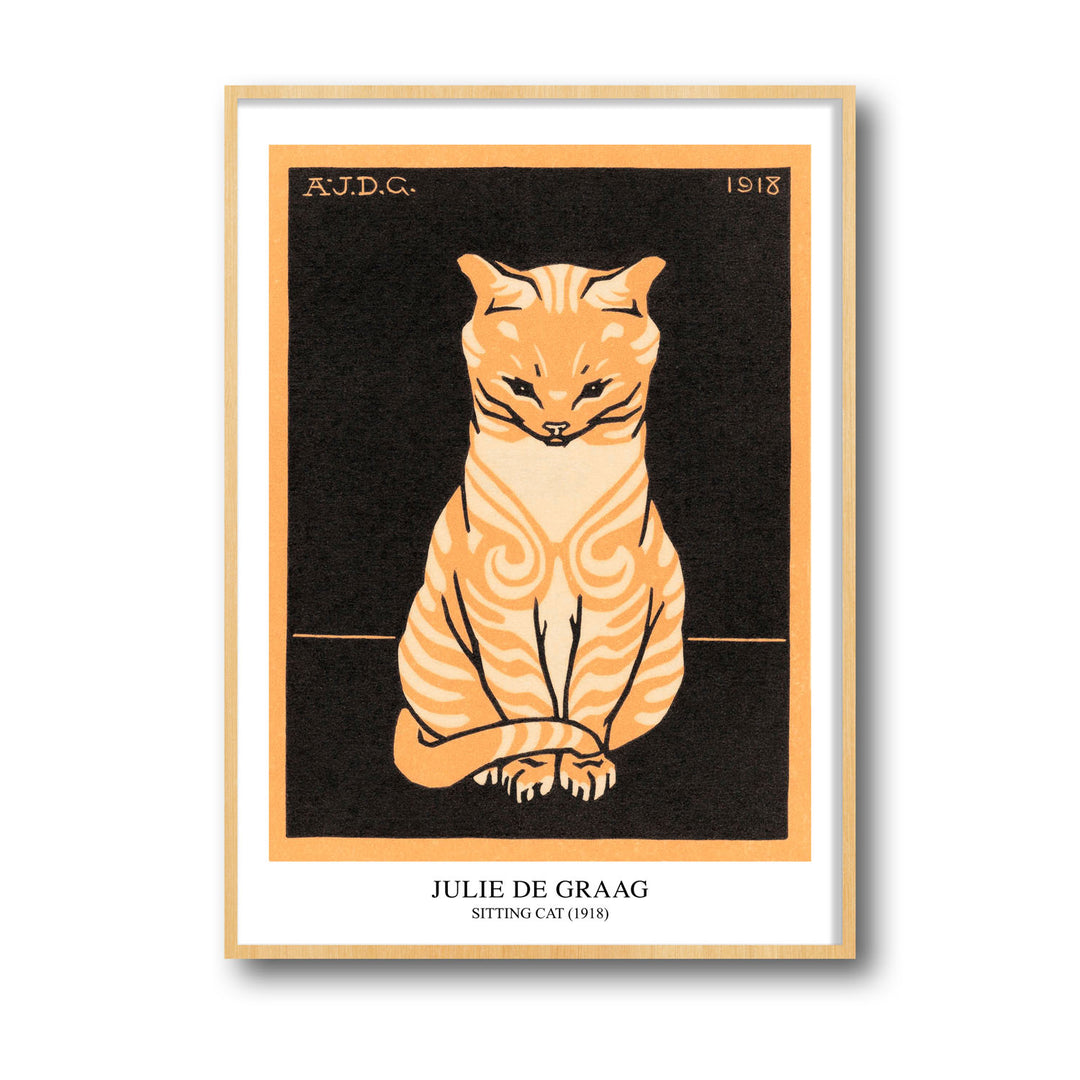 Unique sitting-cat-1918-julie-de-graag- Beautiful framed art print available at Raremango