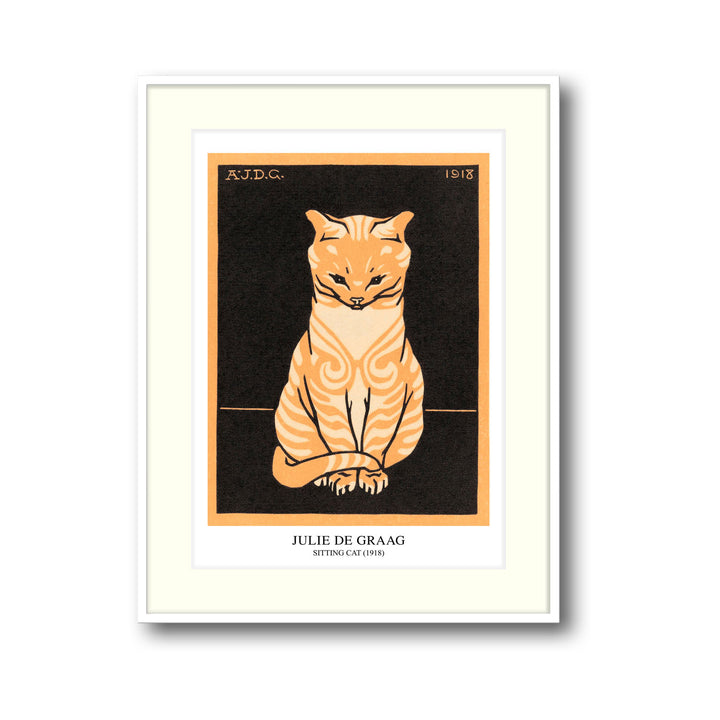 Unique sitting-cat-1918-julie-de-graag- Beautiful framed art print available at Raremango