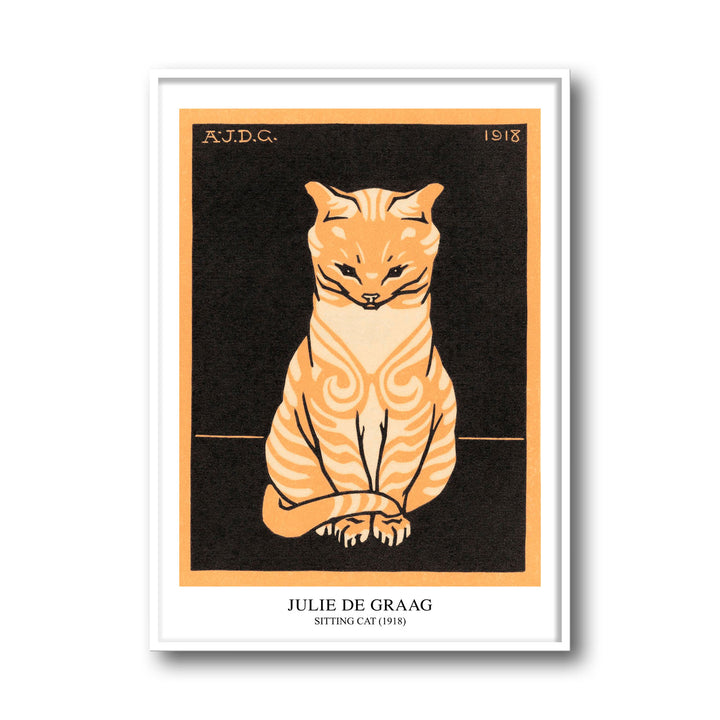 Unique sitting-cat-1918-julie-de-graag- Beautiful framed art print available at Raremango