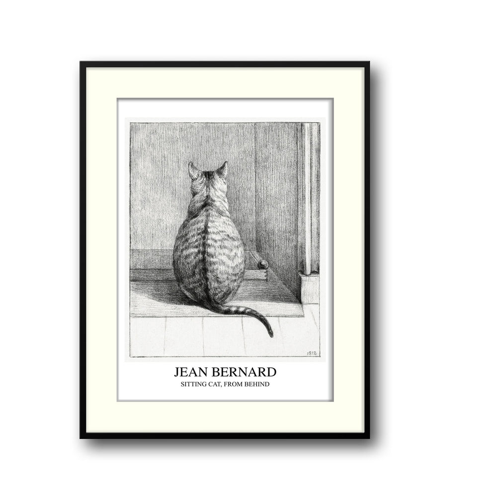 Unique sitting-cat-seen-from-behind-jean-bernard- Beautiful framed art print available at Raremango