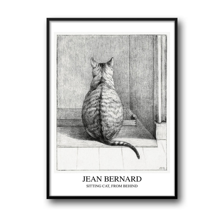 Unique sitting-cat-seen-from-behind-jean-bernard- Beautiful framed art print available at Raremango