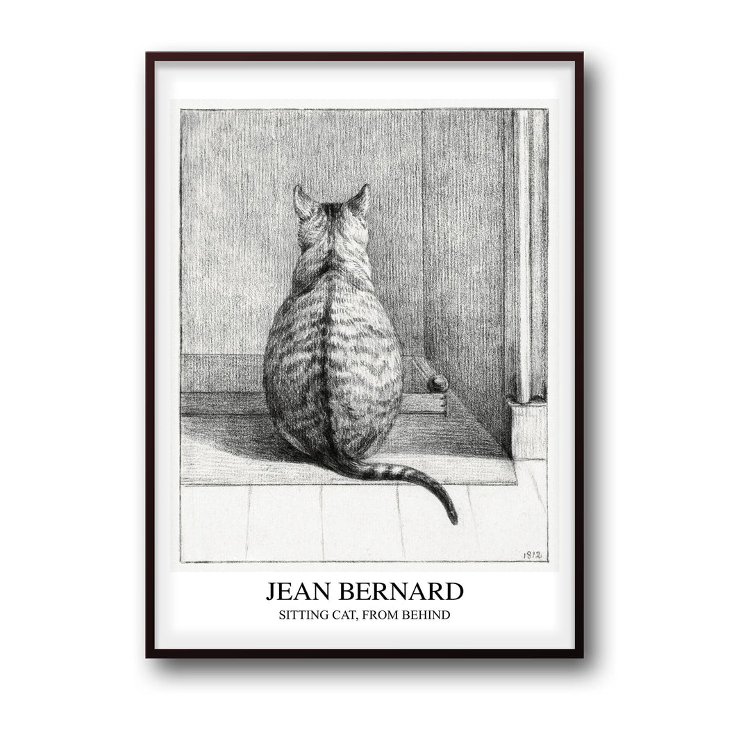 Unique sitting-cat-seen-from-behind-jean-bernard- Beautiful framed art print available at Raremango