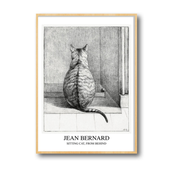 Unique sitting-cat-seen-from-behind-jean-bernard- Beautiful framed art print available at Raremango