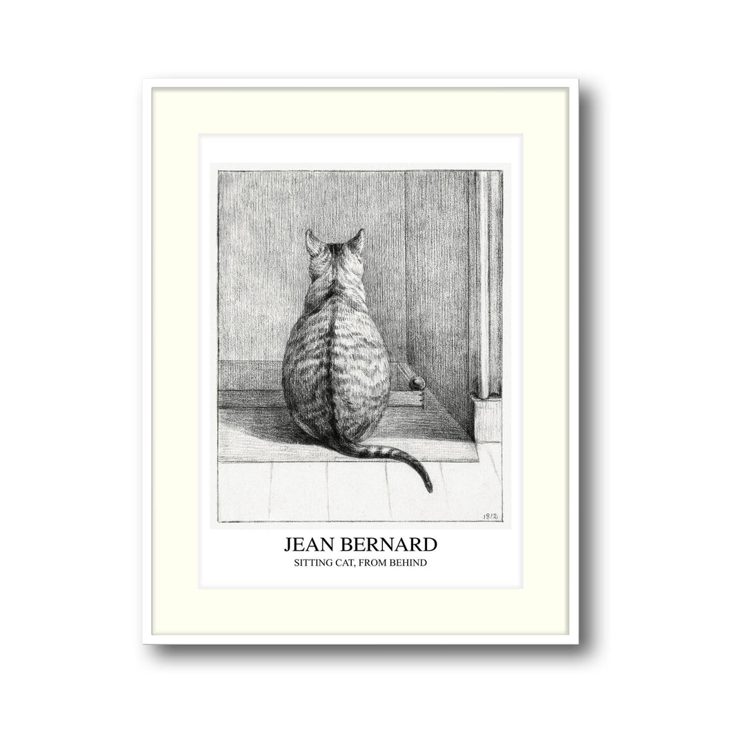 Unique sitting-cat-seen-from-behind-jean-bernard- Beautiful framed art print available at Raremango