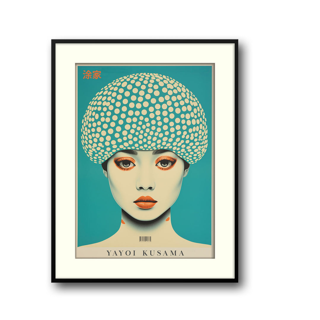 Unique dotted-woman-yayoi-kusama- Beautiful framed art print available at Raremango