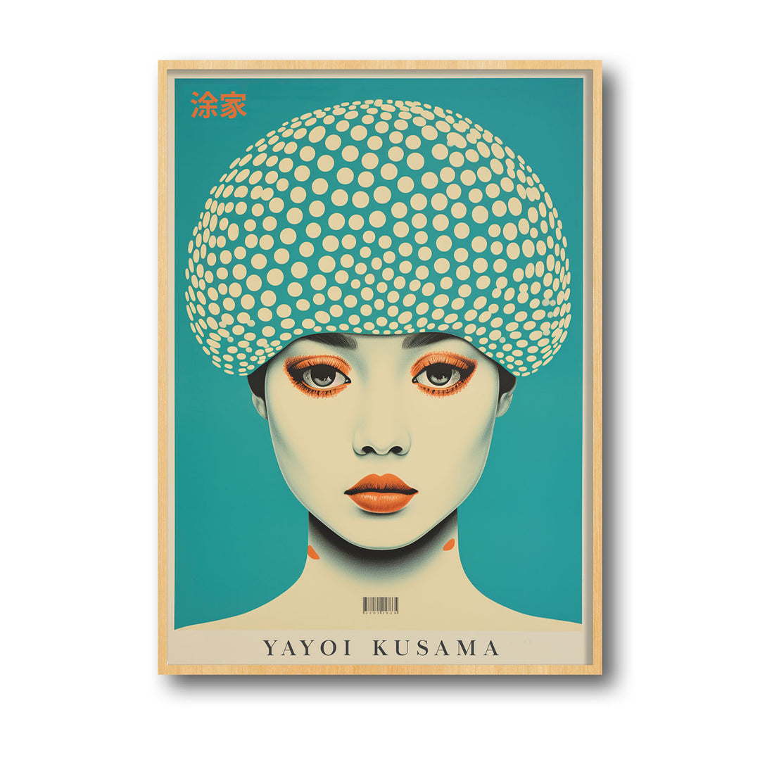 Unique dotted-woman-yayoi-kusama- Beautiful framed art print available at Raremango