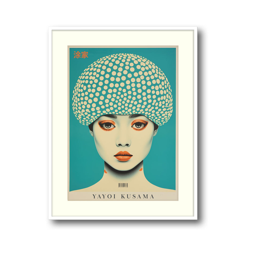 Unique dotted-woman-yayoi-kusama- Beautiful framed art print available at Raremango