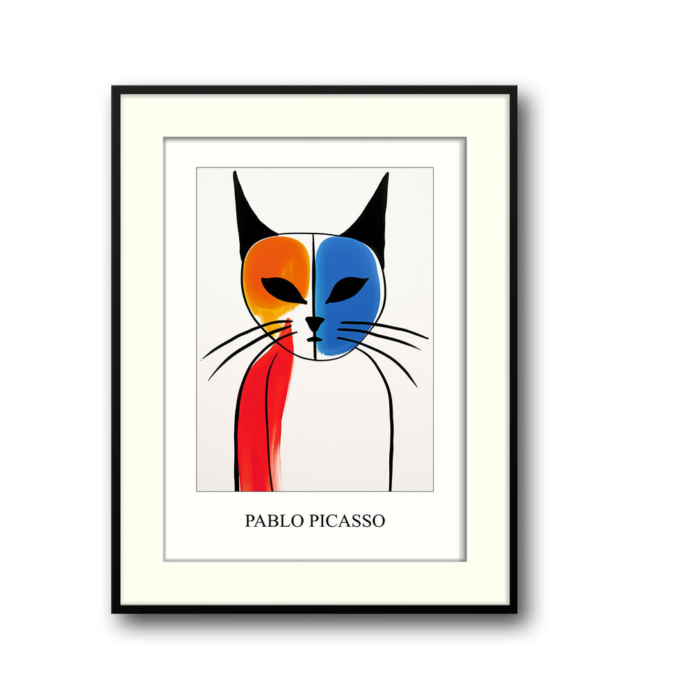 Unique two-colored-cat-pablo-picasso- Beautiful framed art print available at Raremango