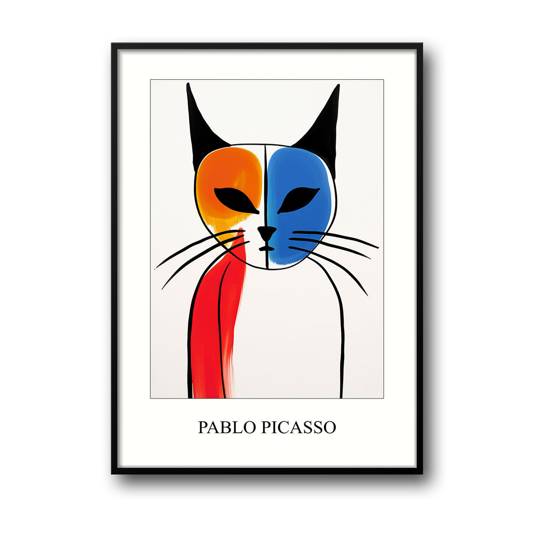 Unique two-colored-cat-pablo-picasso- Beautiful framed art print available at Raremango