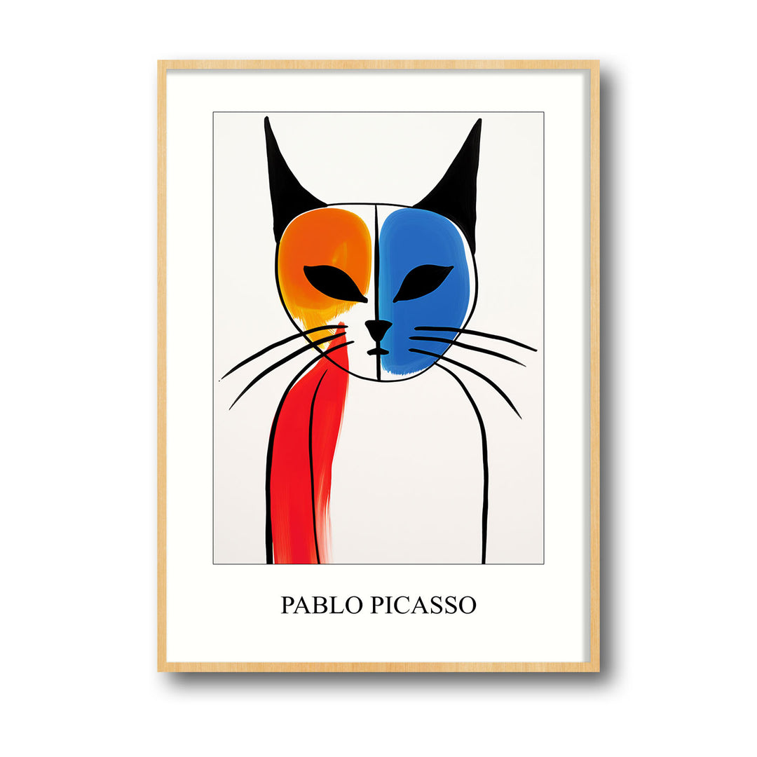 Unique two-colored-cat-pablo-picasso- Beautiful framed art print available at Raremango