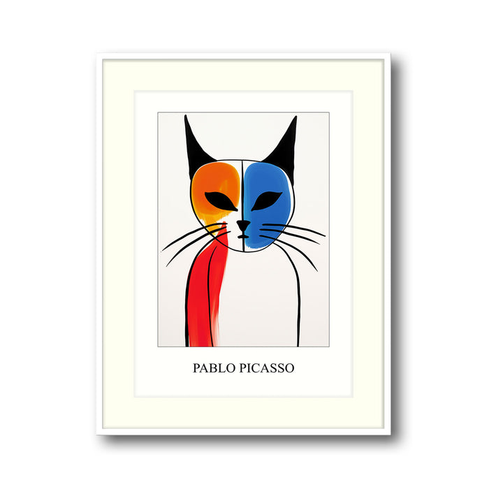 Unique two-colored-cat-pablo-picasso- Beautiful framed art print available at Raremango