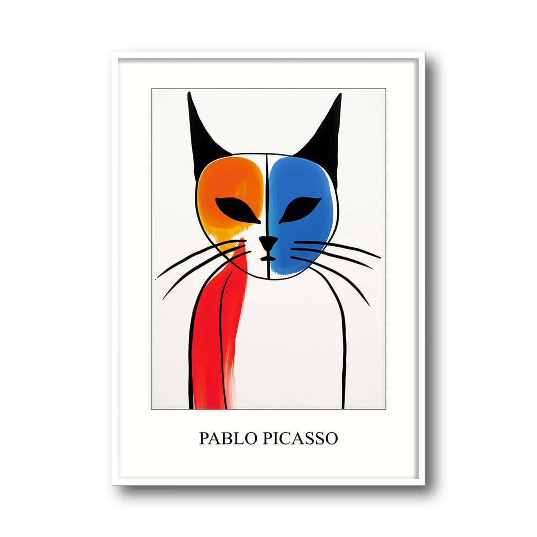 Unique two-colored-cat-pablo-picasso- Beautiful framed art print available at Raremango