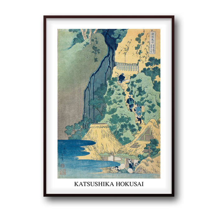 Unique waterfall-at-sakanoshita-on-the-t-kaid-katsushika-hokusai- Beautiful framed art print available at Raremango