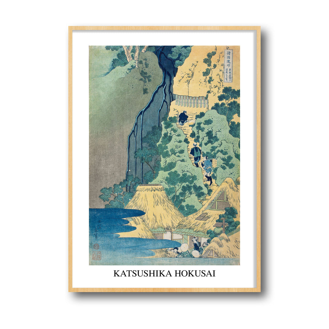 Unique waterfall-at-sakanoshita-on-the-t-kaid-katsushika-hokusai- Beautiful framed art print available at Raremango