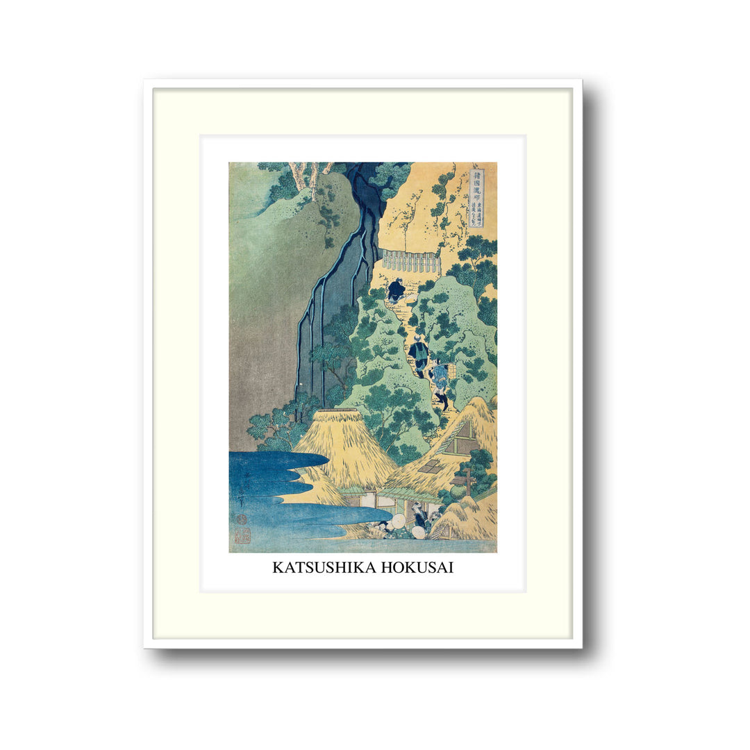 Unique waterfall-at-sakanoshita-on-the-t-kaid-katsushika-hokusai- Beautiful framed art print available at Raremango