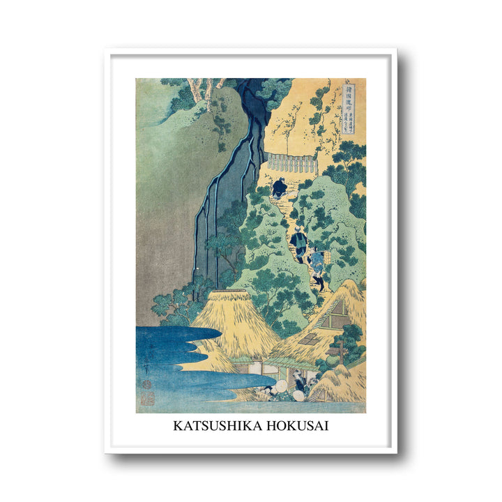 Unique waterfall-at-sakanoshita-on-the-t-kaid-katsushika-hokusai- Beautiful framed art print available at Raremango