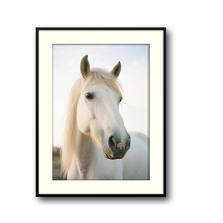 Unique white-horse- Beautiful framed art print available at Raremango