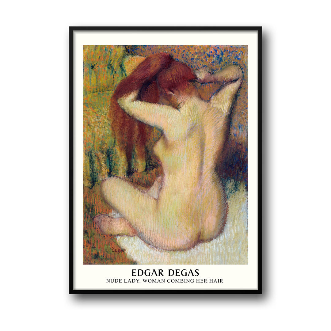 Unique woman-combing-her-hair-edgar-degas- Beautiful framed art print available at Raremango