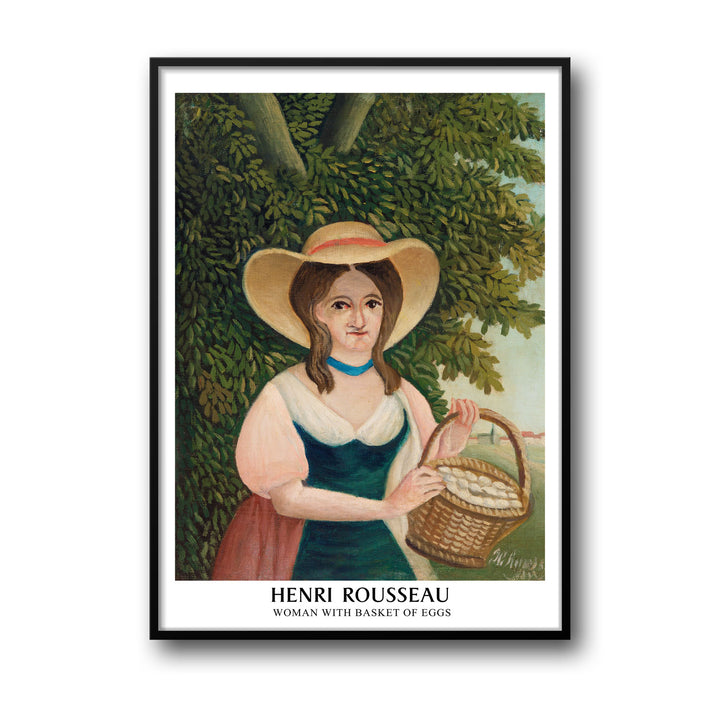 Unique woman-with-basket-of-eggs-henri-rousseau- Beautiful framed art print available at Raremango