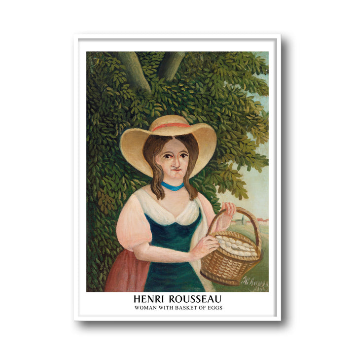 Unique woman-with-basket-of-eggs-henri-rousseau- Beautiful framed art print available at Raremango