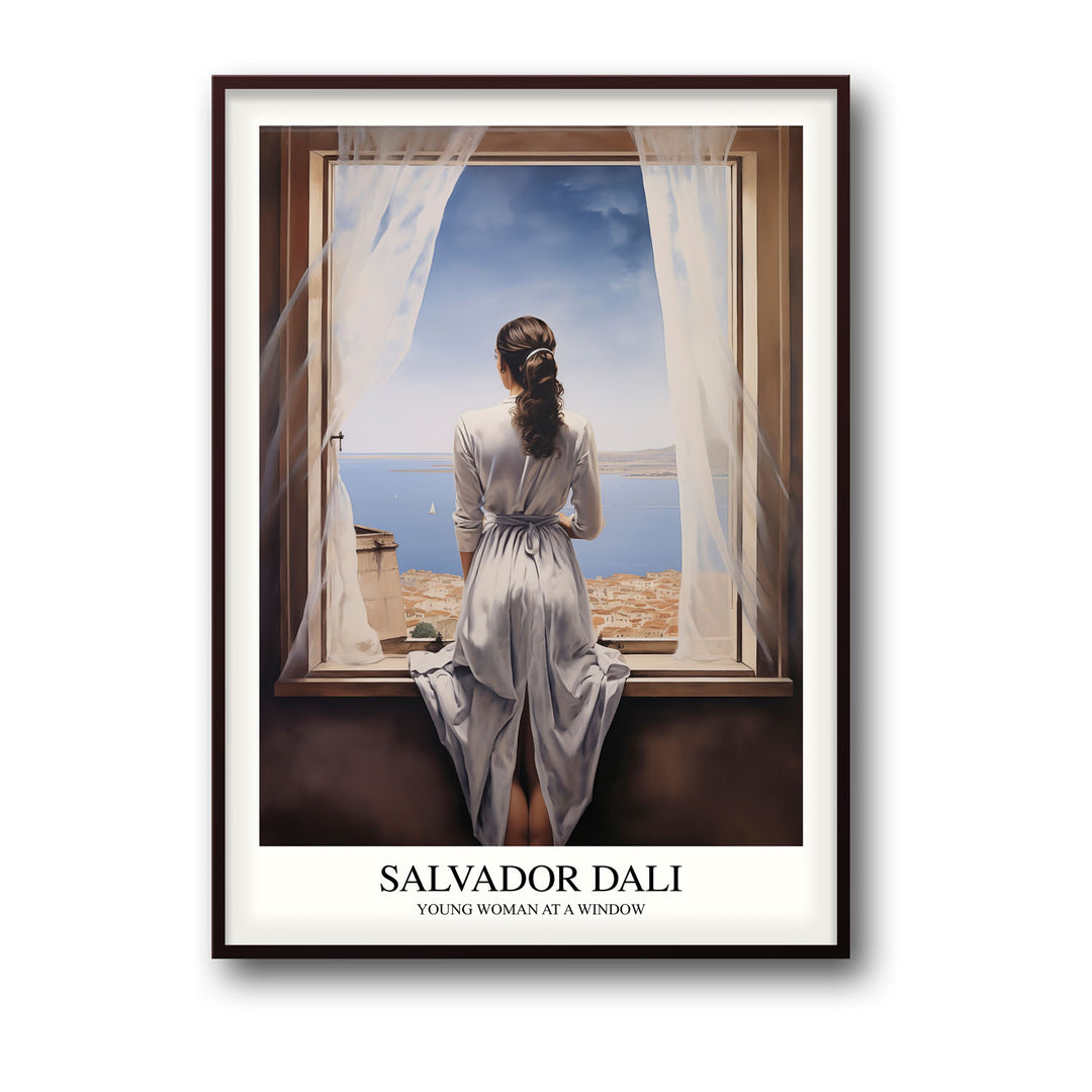 Unique young-woman-at-a-window-salvador-dali- Beautiful framed art print available at Raremango