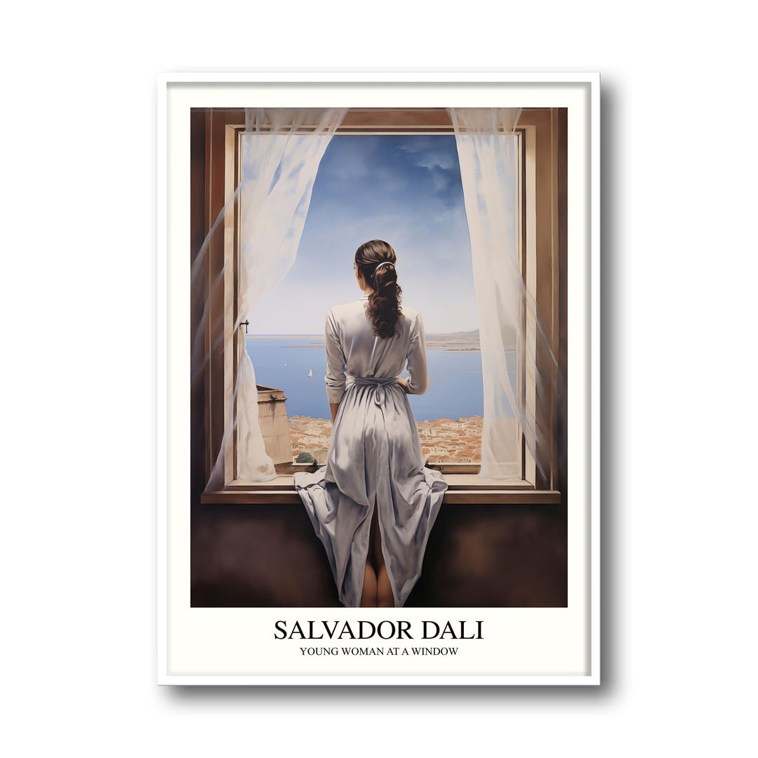 Unique young-woman-at-a-window-salvador-dali- Beautiful framed art print available at Raremango